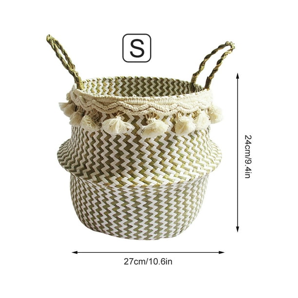 and Grocery and Toy Storage丨Plant Basket Decorative for Living Room & Laundry Room Plant Pot Cover Picnic Foldable Woven Seagrass Belly Basket for Storage Laundry Bathroom & Bedroom and Grocery and Toy Storage丨Plant Basket Decorative for Living Room & Laundry Room Plant Pot Cover Picnic Foldable Woven Seagrass Belly Basket for Storage Laundry Bathroom & Bedroom